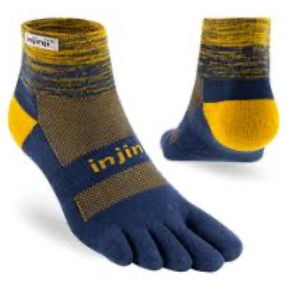 NWT Injinji Trail Midweight Mini-Crew Sockk MIDWEIGHT PADDED CUSHIONING Blue - Picture 1 of 4